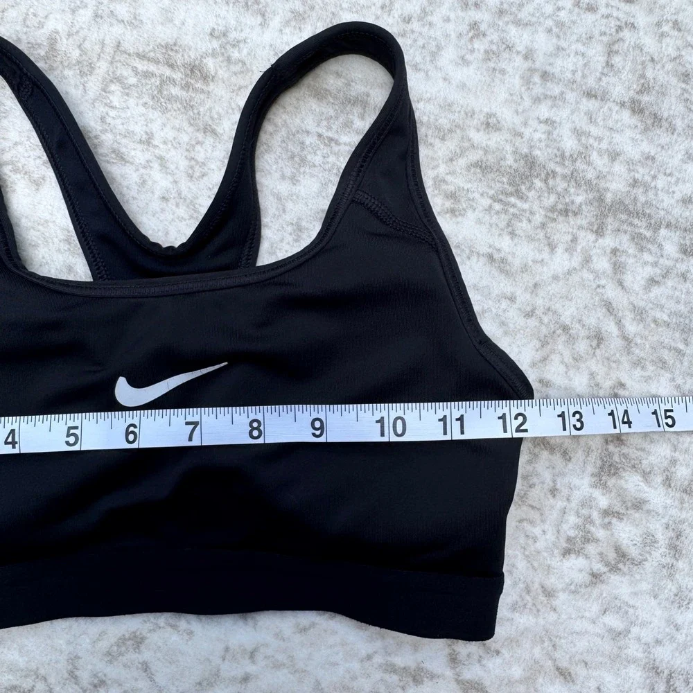 Nike Dri-FIT Racerback Sports Bra Black Swoosh Activewear XS